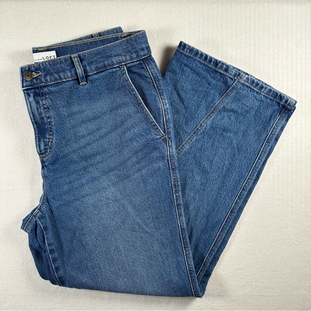 LOFT Blue Flare Wide Leg Jeans Medium Wash Denim Womens Size 30